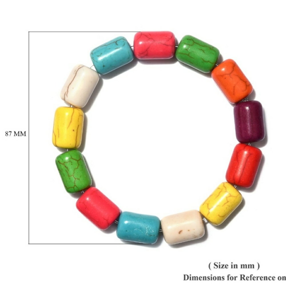 Multi Color Howlite Hand Set Bracelet - Picture 5 of 5